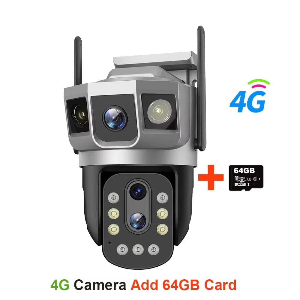 LS VISION 6K 12MP Wireless WIFI/4G IP Camera Three Lens 10X Optical Zoom CCTV Waterproof PTZ Auto Tracking Security Outdoors Webcam