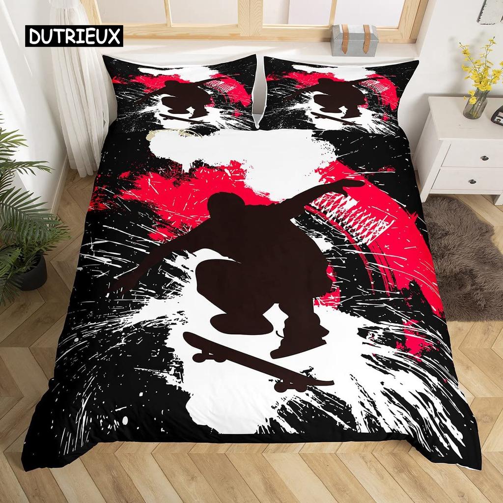 Ультрамягкий комплект постельного белья с 3D-темой «Череп» Полный/King/Queen-size Роскошный готический комплект постельного белья с черепами и костями скелета