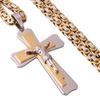 Good Quality Stainless Steel Jesus Cross Pendant Necklaces with Heavy Link Byzantine Chain Men Boys Christian Necklace
