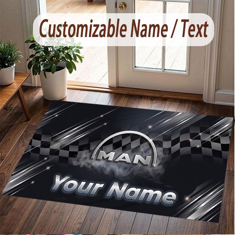 Custom Rug MAN Truck Pattern Print Name Text Soft Non‑Slip Floor Carpet for Home Indoor Decoration