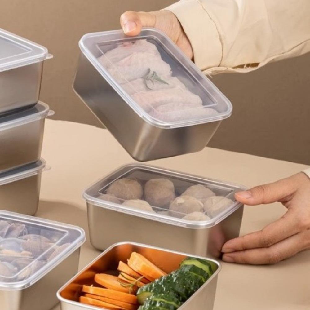with Plastic Cover Stainless Steel Food Storage Box Rustproof Food Container Sausage