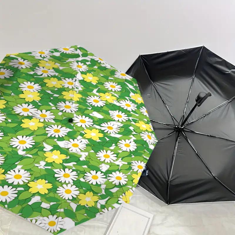 1PC Flowers Leaves Umbrella-8-Rib Reinforced Portable Folding Travel Suitable for All Seasons Outdoor Daily Use -J0359