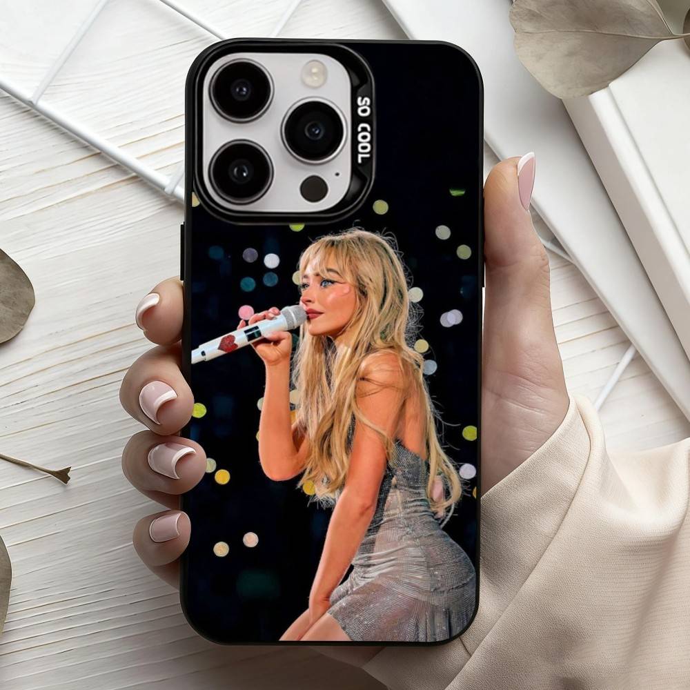 Чехол для телефона Singer S-Sabrina C-Carpenter Для iPhone 17, 16, 15, 14, 13, 12, 11 Plus, Pro Max Конфетный Посеребренный Внутренний Чехол