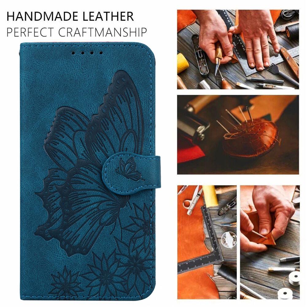 Кожаный чехол с тиснением и бабочкой, кошелек-подставка для карт для iPhone Xiaomi Redmi Samsung Huawei Oppo Nokia, раскладные сумки для книг, магнитный чехол для телефона