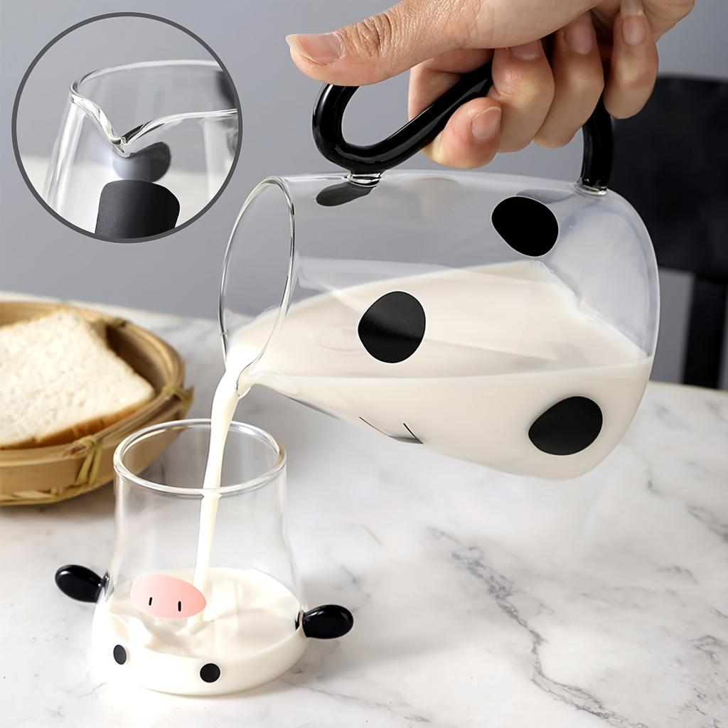 Элегантный стеклянный кувшин для воды на 500 мл с подходящей чашкой — идеально подходит для чая, кофе с молоком и многого другого — идеальный подарок для мамы, матери и женщин