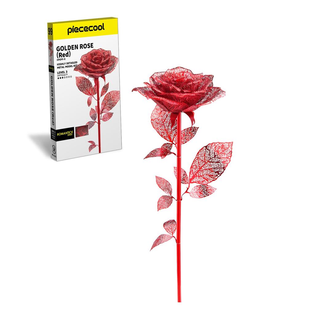 Piececool 3D Metallic Metallic Nano Assembly No Glue Intermediate Ornament Puzzle, Rose, Puzzle, Required, Required, 3-Star Difficulty, Level, Adult,