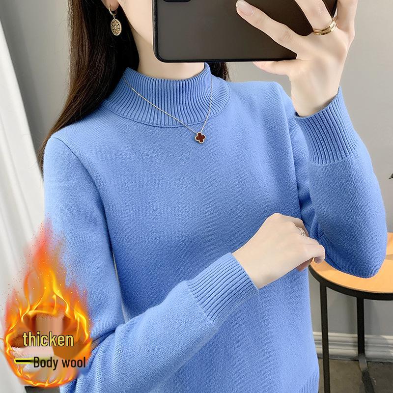 2025 Women's Plus Velvet Knit Base Layer Sweater - Autumn/Winter Thickened One-Piece Top