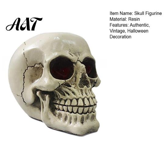 Halloween Party Decorations Resin Skull Figurine, Realistic Human Head Model, Spooky Gothic Style Interior Accents Statue for Indoor Fireplace Kitchen