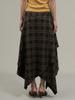 Ge Ming Women's Retro High-Waist Irregular Plaid Mid-Length Skirt for Spring, W442C