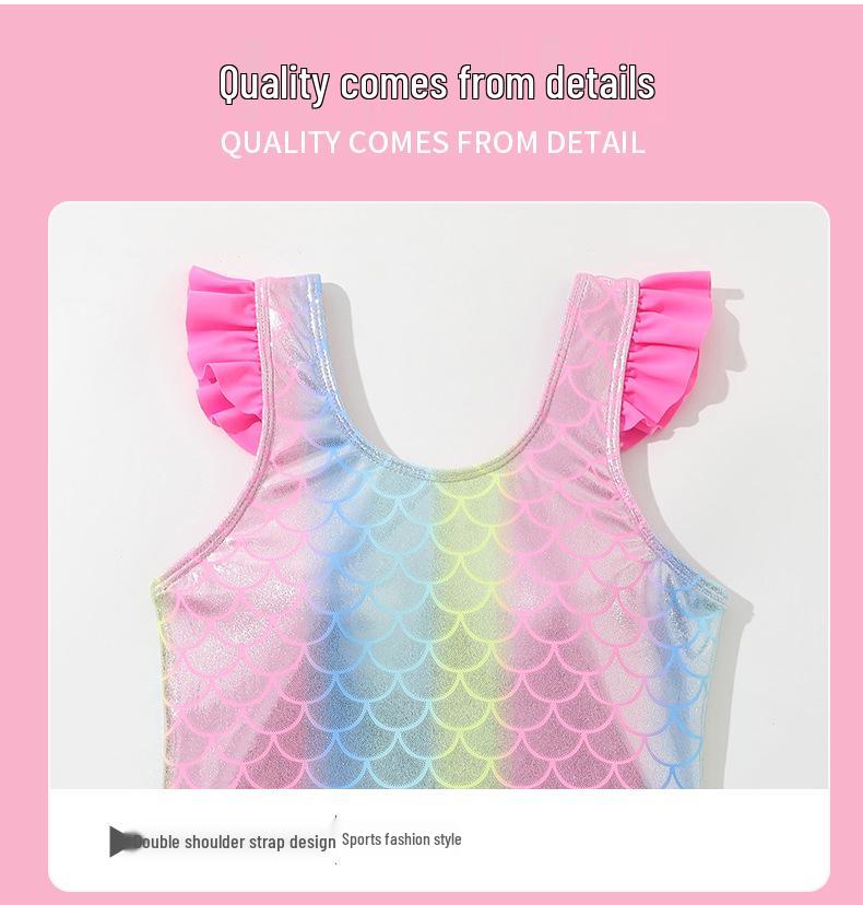 Новый детский купальник-русалка с оборками и открытыми плечами