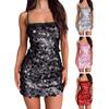 Сексуальное облегающее мини-платье с пайетками для женщин, блестящее вечернее платье на тонких бретельках, без рукавов, с открытой спиной, блестящее клубное вечернее платье