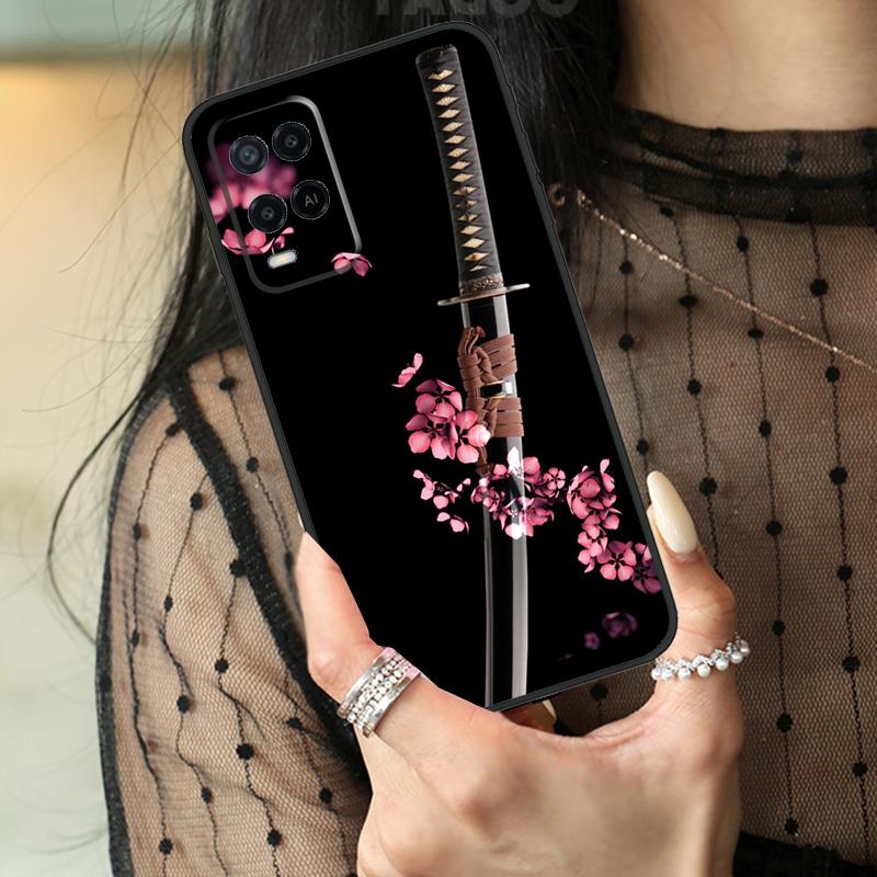 Японский чехол-катана для Oppo A80 A60 A40 A17 A57 A77 A74 A54 A94 A78 A98 A18 A38 A58 A96 A76 A16 A15 A5 Pro