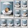 Dog Whale Panda Giraffe Octopus Dolphin Bathtub Wall Art HD Pictures Canvas Painting And Prints Nordic Poster Decor Frameless