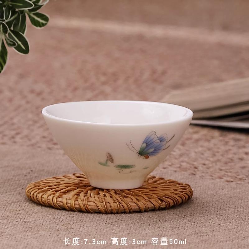 Овечий жир нефрит белый фарфор маленькая чайная чашка керамическая бытовая чайная чашка заваривание одинарная чайная пиала