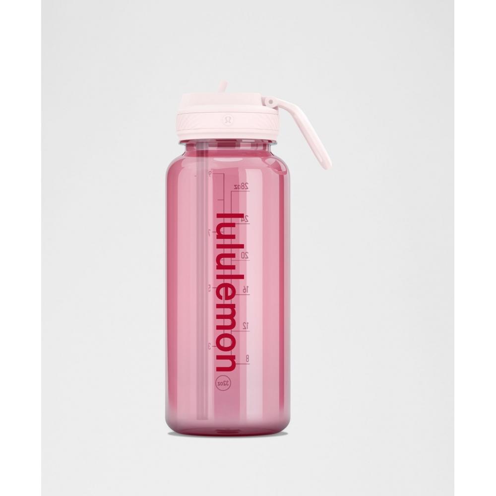 Lululemon Back To Life Clear Bottle 32oz Straw Lid Pink Pearl Candy Cloud Oxford Red