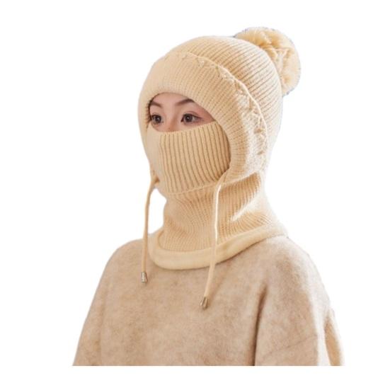 Женская ветрозащитная вязаная шапка с флисовой подкладкой 3-в-1 шарф-капюшон для холодной погоды, для катания на лыжах, пеших прогулок, головной убор