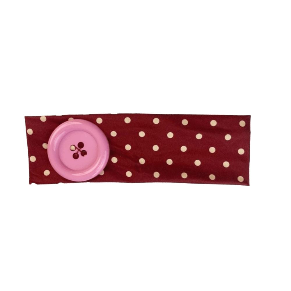 Dopamine Color Elastic Head Wrap Large Button Yoga Hairband Fashionable Polka Dot Headband Daily