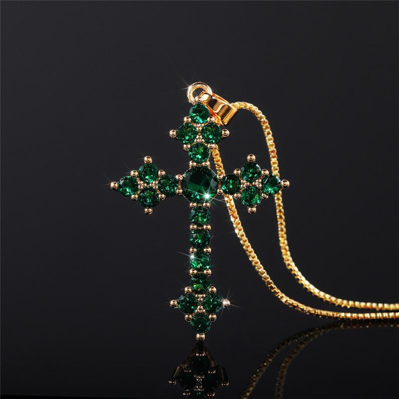 Lady Charm Shiny Rhinestones Cross Pendant Necklace Women Party Choker Jewelry Gift
