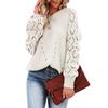Solid Color Loose Top Women's Plus Size Autumn and Winter Hollow Floral Round Neck Sweater