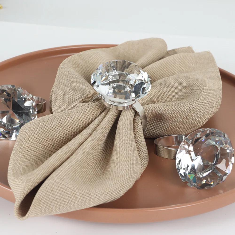 Горячая Распродажа 60 мм K9 Кристально Чистый Бриллиант Кольцо Для Салфеток Для Свадьбы И Ужина Украшения Стола На День Рождения