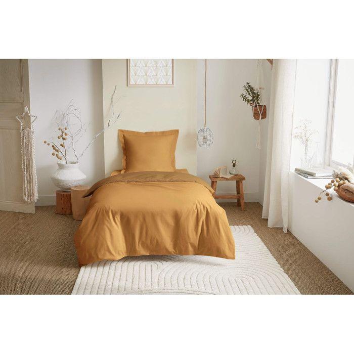 Parure de couette 2 Pièces réversible "Duo Premium" 140 x 200 cm Miel/Caramel