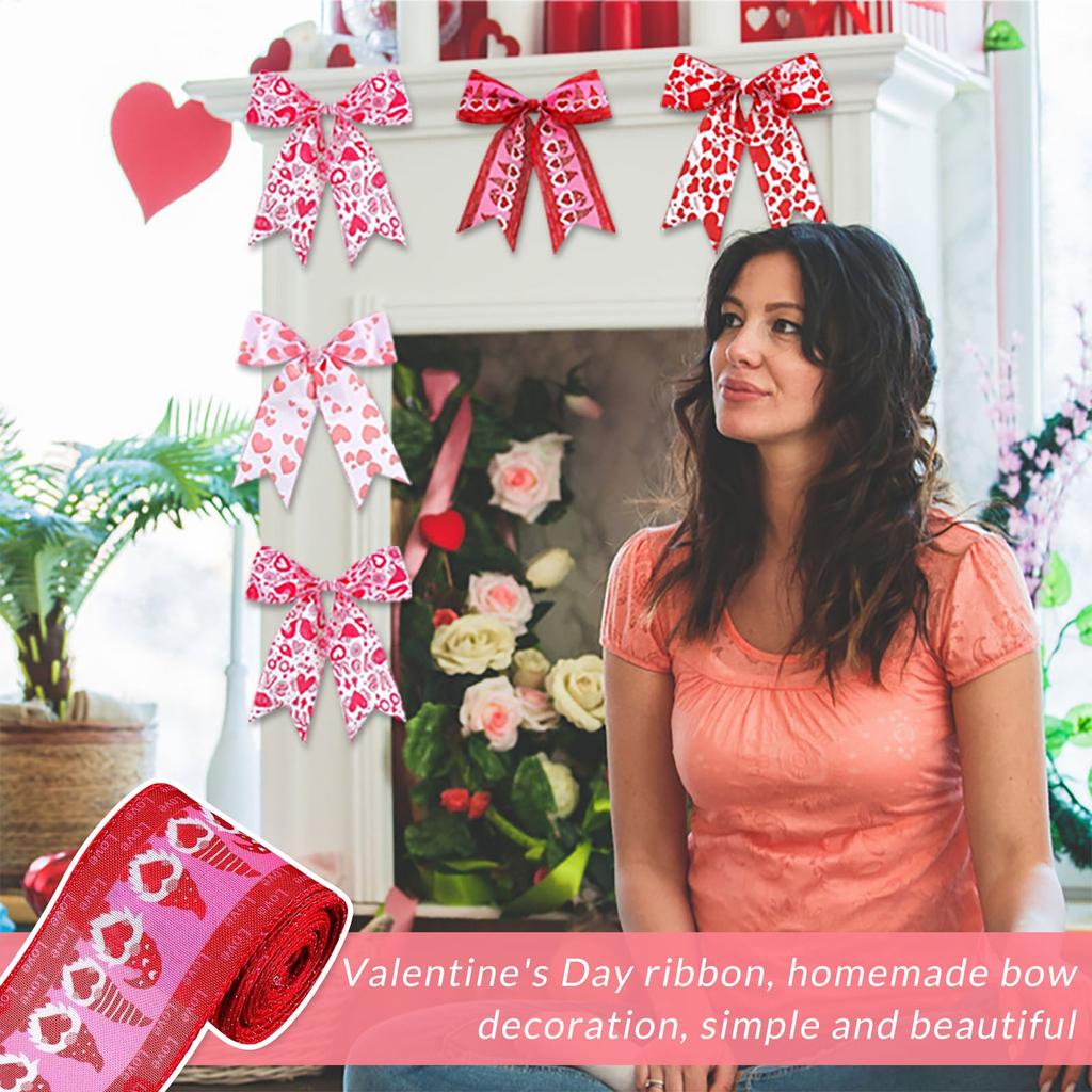 Узор из лент ко Дню святого Валентина Украшение из проволочной ленты в форме сердца Лента с проволочным краем Сделай сам Поделки Упаковка Свадьба