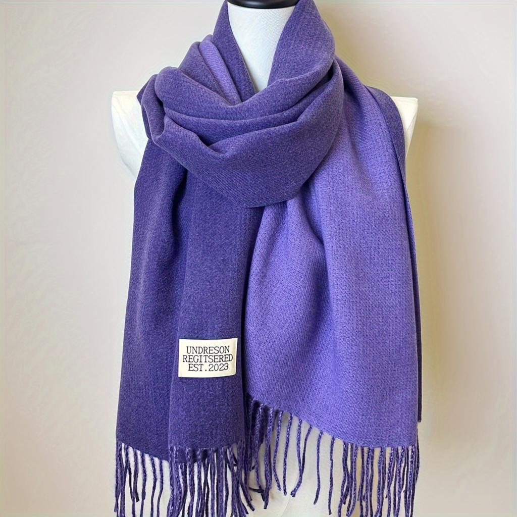 Double-sided Two Colors Scarf Simple Basic Imitation Cashmere Tassel Shawl Autumn Winter Unisex Coldproof Neck Guard Scarf