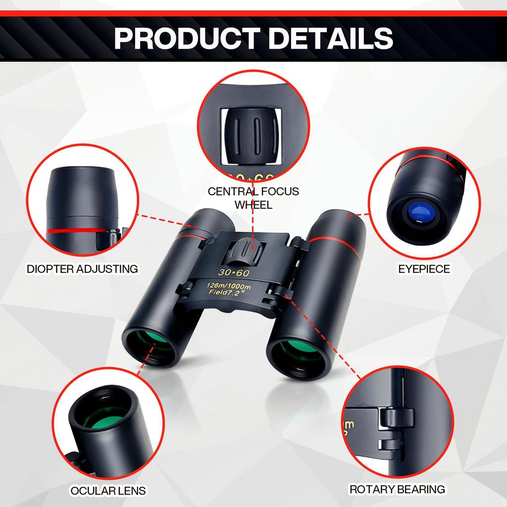 Cross 30x60 HD Portable Binoculars for Kids - Perfect for Outdoor Events & Concerts