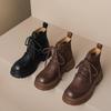 Модные британские ботинки на платформе для женщин, осень-зима, новые дизайнерские повседневные ботильоны, женская мода, однотонные кожаные туфли для женщин
