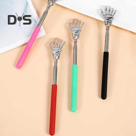 Раздвижная металлическая чесалка для спины с резиновыми ручками, портативный телескопический массажер для спины, инструмент для снятия зуда кожи, наполнитель для чулок для мужчин, женщин и детей