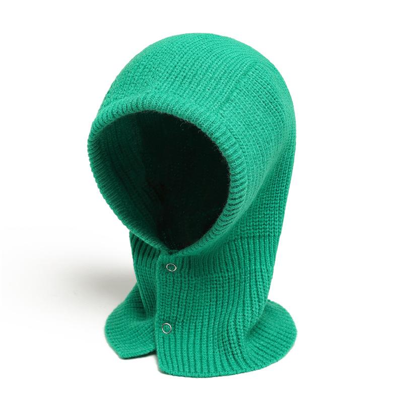 Зимняя шерстяная шапка и шарф с застежкой-молнией в одном однотонном цвете, универсальная вязаная шапка-балаклава и чехол для шарфа