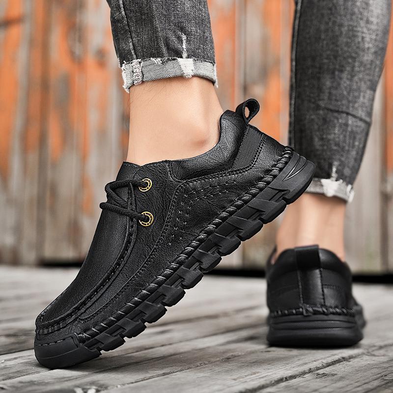 Новые мужские повседневные туфли ручной работы из кожи удобные мужские туфли качественные мокасины из спилка на плоской подошве мужские кроссовки