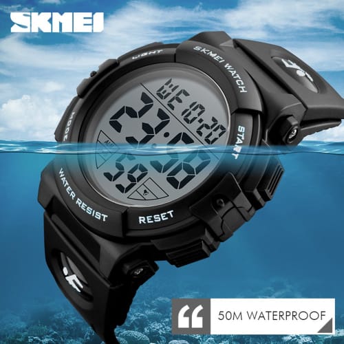 Men's Sports Watch Military Large Dial Electronic Backlight Outdoor 50M Waterproof Digital Watch Black
