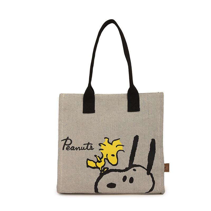 Large Capacity Panda Canvas Shoulder Bag Women Letter Cartoon Cute Tote Bag Street Fashion Shopping Bag