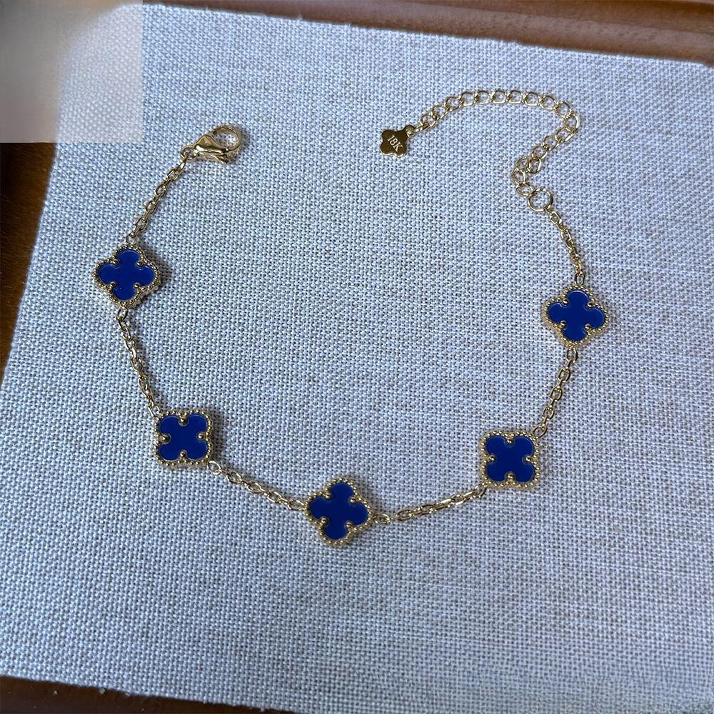 Браслет из титановой стали 10 мм, не выцветающий, «Четырехлистный клевер», легкая роскошь, модный, универсальный, пятицветный браслет