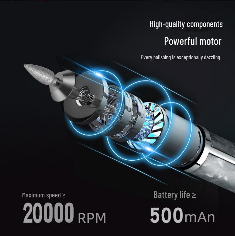 Беспроводная электрическая пилка для ногтей: Портативный маникюрный инструмент для придания формы и удаления ногтей с перезаряжаемой шлифовальной ручкой.
