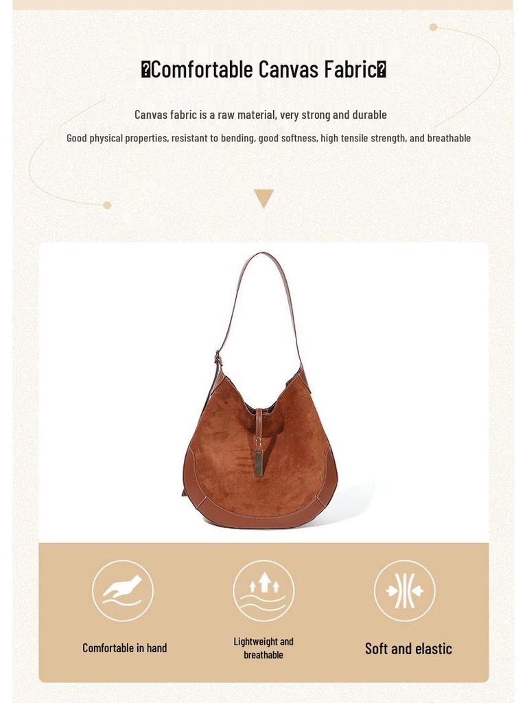 Ретро Замшевая Сумка-тоут Полумесяц для Верховой Езды - Модная Сумка-пельмень под Мышку