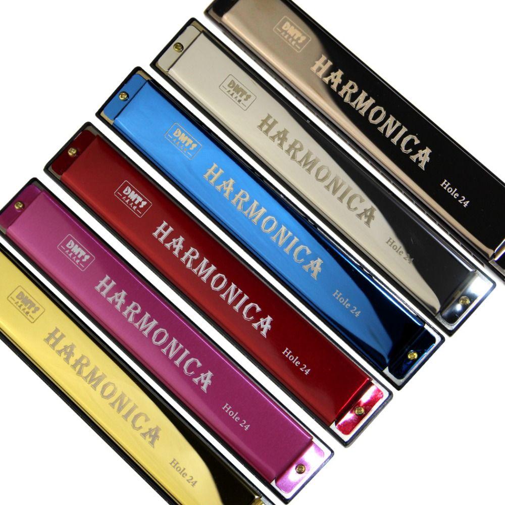 Tremolo Harmonica 24 Hole Harmonica Double Row Blues Harmonica C-key Harmonica Student