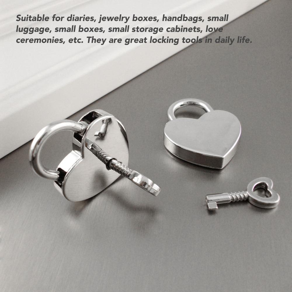 4sets Silver Heart Shaped Padlock 1.5 x 1.2 Inch Decorative Love Lock Diary Lock For Jewelry Box