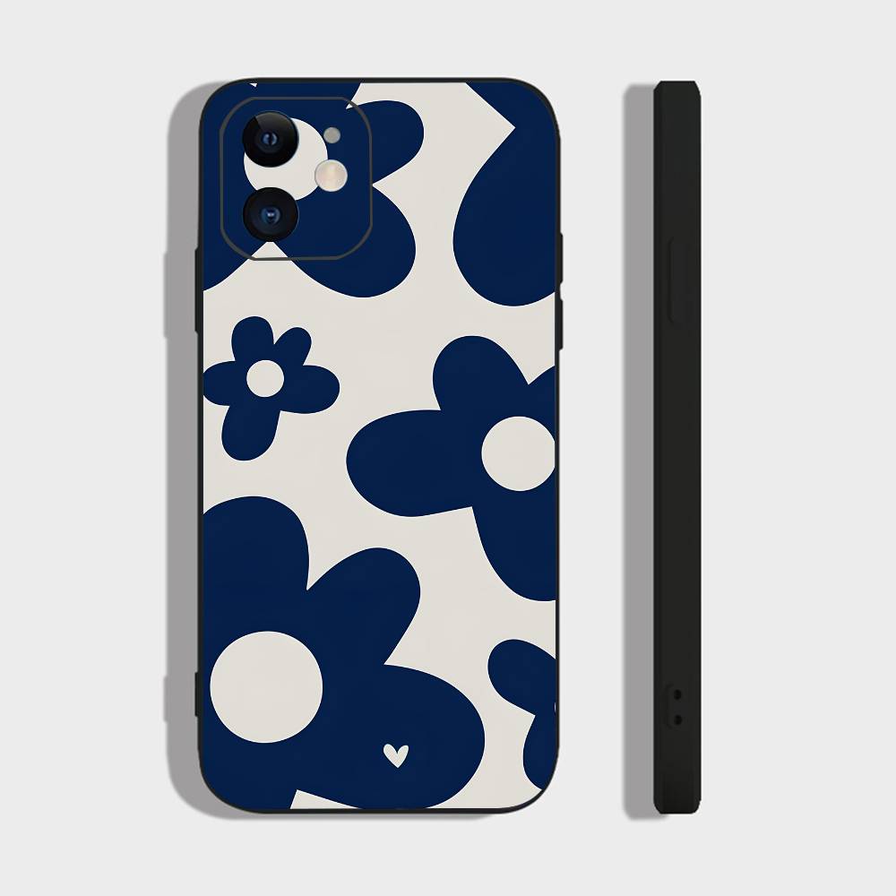 Цветочный Арт Для IPhone 15 16 14 Plus 13 12 11 17 Pro Max 17 Air Черный Мягкий Чехол для Телефона