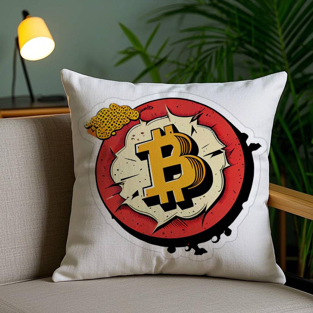 Bitcoin Криптовалюта Btc Наволочка Дом Общежитие Спинка Стула Короткий Плюш Двусторонний Принт Офис Время Сна Чехол для Подушки
