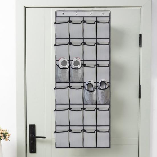 Non-woven Fabric Hanging Bag with Hook 24 Mesh Pocket 6 Layers Large Capacity Foldable Over Door Hanging Hat Shoe Storage Pouch Organizer Home