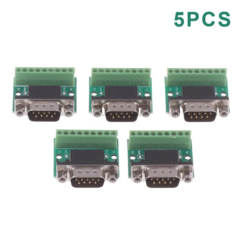 5Pcs Db9 Male Female Adapter Signals Terminal Module Rs232 Rs485 Serial To Terminal 9-Pin 9-Hole Connector
