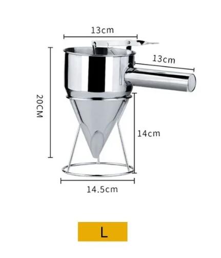 Cone Stainless Steel Pancake Batter Removable Dispenser Funnels with Stand 600/1200ml Great for Cupcakes Takoyaki Baking Tools