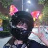 Motorcycle Helmet Plush Cat Ears Decoration Stickers Motocross Helmet Full Face Off Road Helmet Decor with Colorful LED Light
