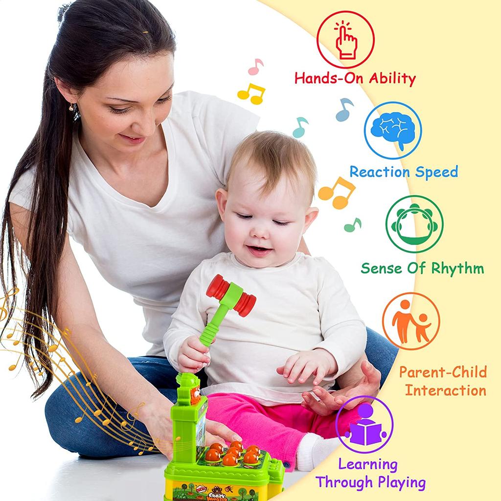 Mini Whack A Mole Game,Hammering Toys,Mini Electronic Arcade Game for Toddlers Ages 3 and Up,Developmental Game Interactive Toy Gift for Boys Girls