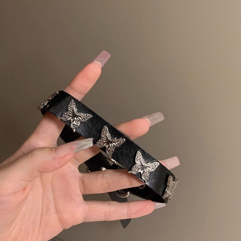 Европейские и американские трансграничные y2k красотки бабочка кожаный ошейник панк-рок чокер цепочка на ключицы ожерелье ювелирные изделия для внешней торговли