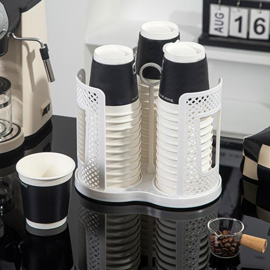 Держатель для бумажных стаканчиков, вращающийся поднос, диспенсер для хранения стаканчиков с 3 отделениями, пластиковый органайзер для кофейных стаканчиков для столешниц, кухонный кофе