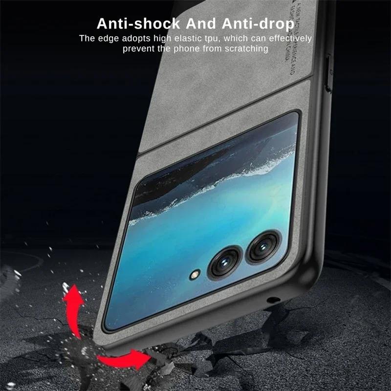 Кожаный чехол из овчины для Motorola Razr 60 Ultra /25 Razr 60/50/40 Ultra 60 Ultra Ударопрочный чехол из твердого пластика для телефона