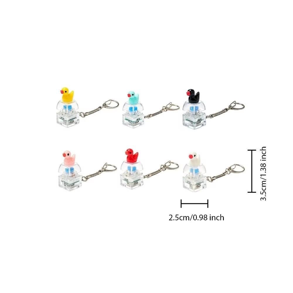 Press Light Clicking Duck Keychain Translucent Button Clicker Keyring Bag Pendant